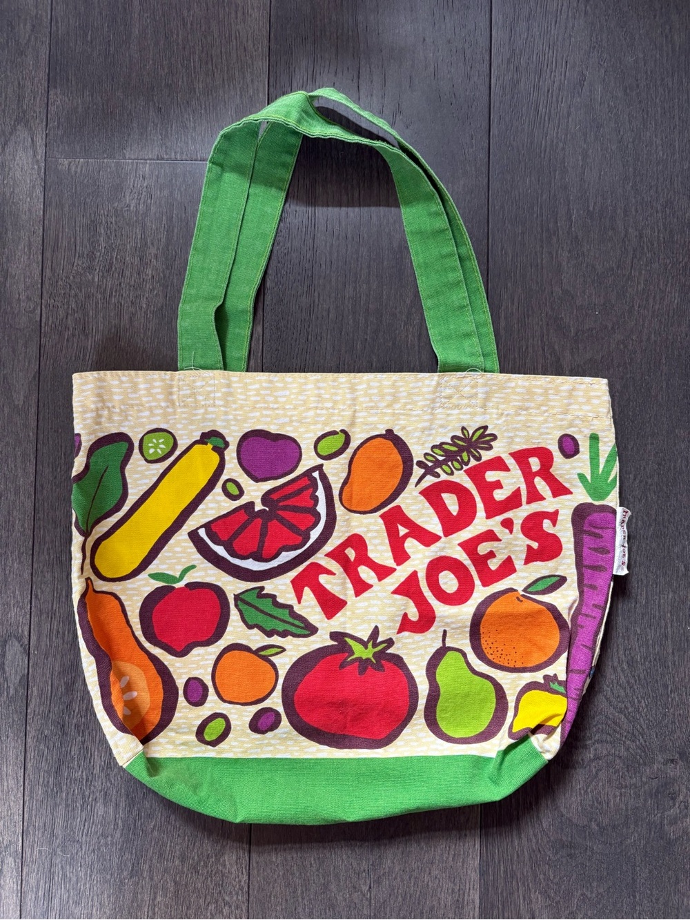 Trader Joe’s Vintage Canvas Tote with Colorful Produce Print